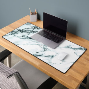 Dark Turquoise Vein Marble Look Desk Mat