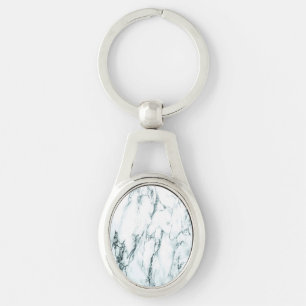 Dark Turquoise Vein Marble Look Key Ring