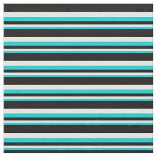 Dark Turquoise, White & Black Pattern Fabric