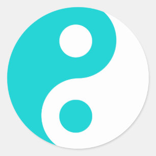 Dark Turquoise Yin Yang Symbol Classic Round Sticker