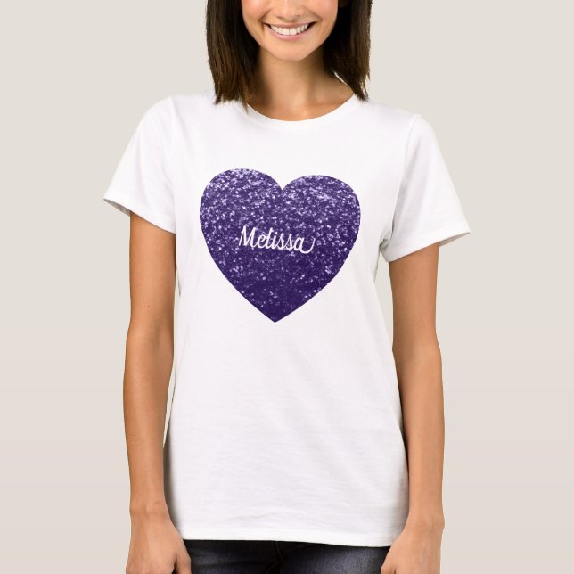 Dark ultra violet purple glitter sparkle Customise T-Shirt (Front)