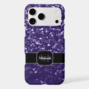Dark ultra violet purple glitter sparkles Monogram