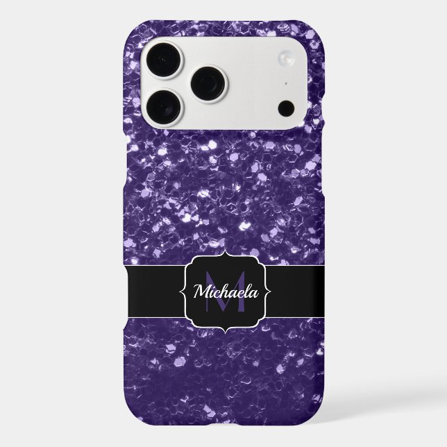 Dark ultra violet purple glitter sparkles Monogram (Back)