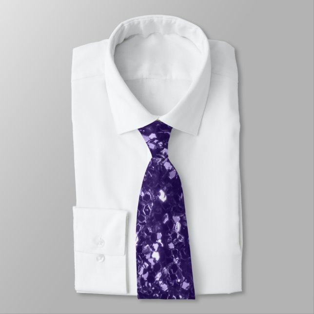 Dark ultra violet purple glitter sparkles tie (Tied)