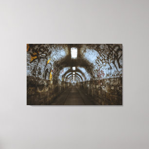 Dark underground tunnel canvas print