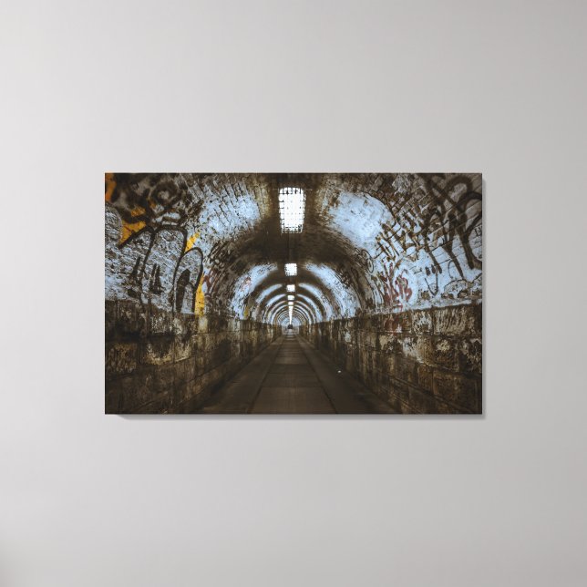 Dark underground tunnel canvas print (Front)