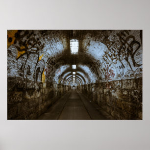 Dark underground tunnel poster