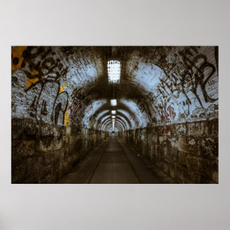Dark underground tunnel poster