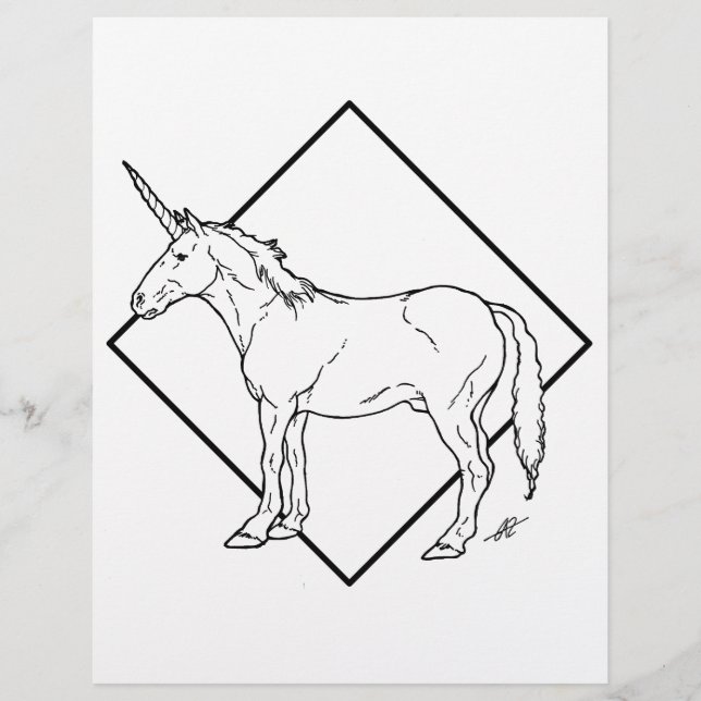 Dark Unicorn - Colouring Page. (Front)