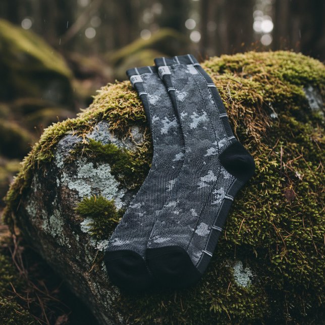 Dark Urban Camouflage Monogram Grey Camo Socks (Camo socks with space for your initials)