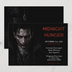 Dark Vampire Gothic Halloween Invitation