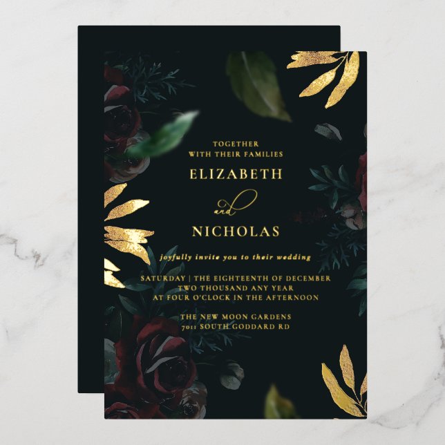 Dark Velvet Burgundy Rose | Autumn Winter Wedding  (Front/Back)