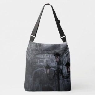 Dark Venice Rain Bridge of Sighs at Night Crossbody Bag