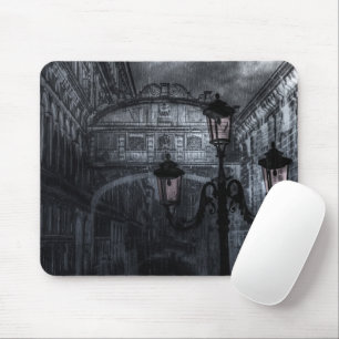 Dark Venice Rain Bridge of Sighs at Night Mouse Mat