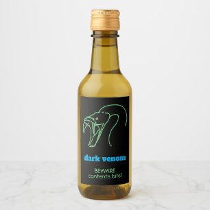 Dark Venom with Bite - Snake Head and Fangs Wine L Wine Label