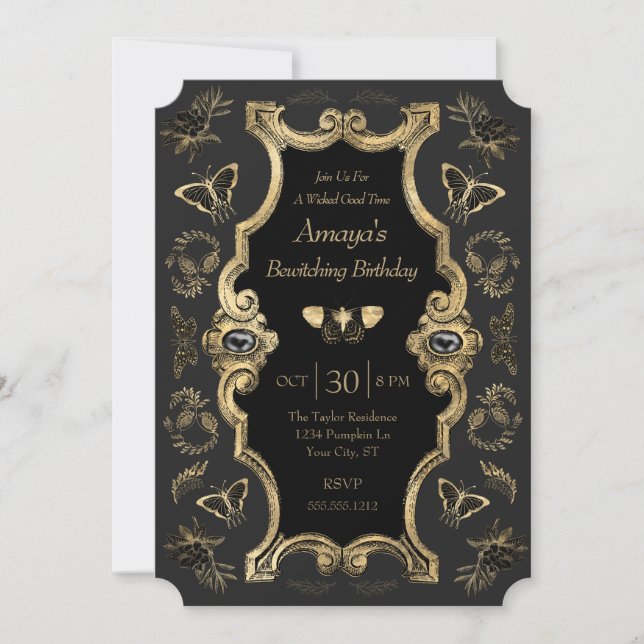 Dark Victorian Gothic Adult Birthday Party  Invitation (Front)