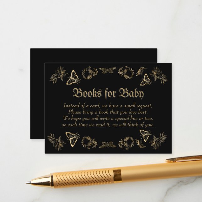 Dark Victorian Gothic Halloween Baby Shower  Enclosure Card (Front/Back In Situ)