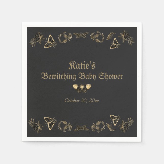 Dark Victorian Gothic Halloween Baby Shower Napkin (Front)