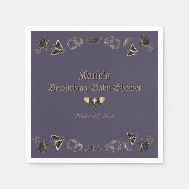 Dark Victorian Gothic Halloween Baby Shower Napkin (Front)