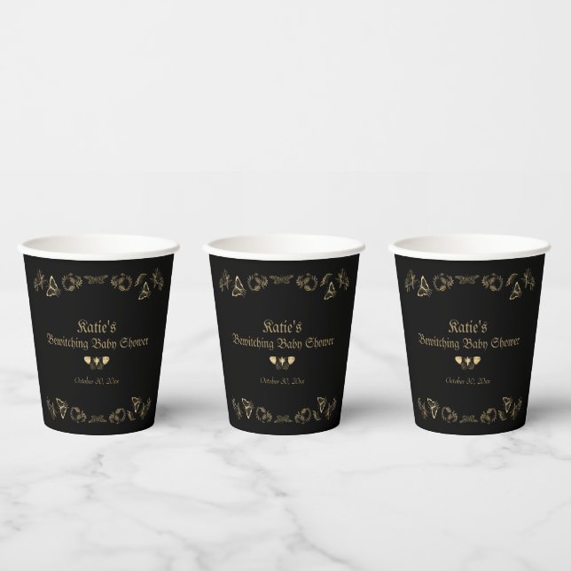 Dark Victorian Gothic Halloween Baby Shower  Paper Cups (Multi)