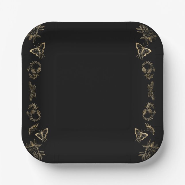 Dark Victorian Gothic Halloween Party Paper Plate (Front)