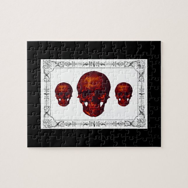 Dark Victorian Red Skull Jigsaw Puzzle (Horizontal)