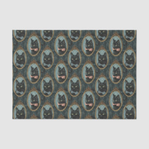 Dark Vintage Black Cat Picture Frame Decoupage Tissue Paper