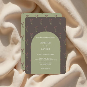 Dark Vintage Botanical Elegant Cottagecore Floral  Invitation