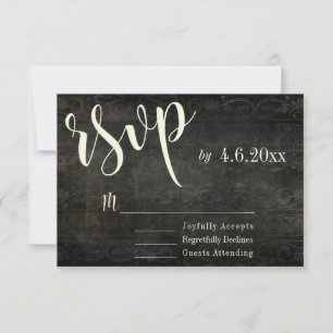 Dark Vintage Design w/ Cream Typography 30, RSVP Card