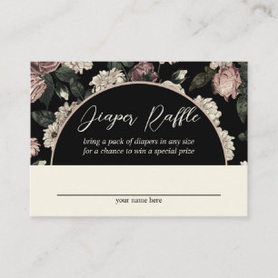 Dark Vintage Floral Baby Shower Diaper Raffle Enclosure Card