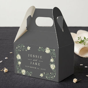Dark Vintage Floral Border wedding favour Box