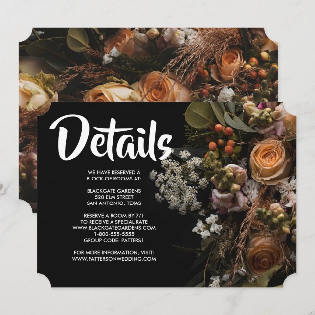 Dark vintage Floral   Invitation (Front/Back)
