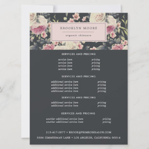Dark Vintage Floral Logo Pricing Flyer
