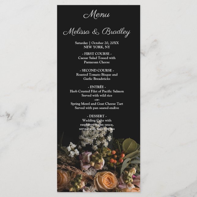 Dark vintage Floral Menu (Front)