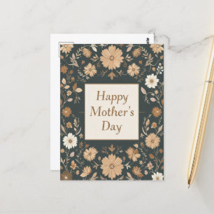 Dark Vintage Floral Mothers Day Mum Postcard