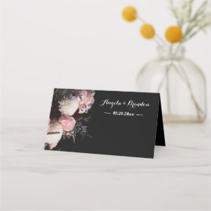Dark vintage Floral Place Card