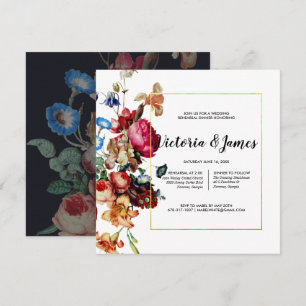 Dark Vintage Floral Rehearsal Dinner Invitation