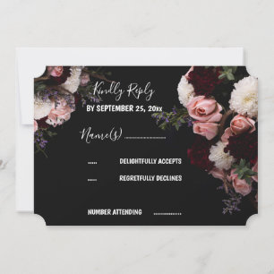 Dark vintage Floral RSVP Invitation