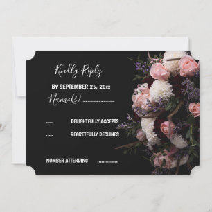 Dark vintage Floral RSVP Invitation