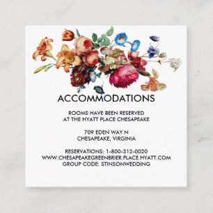 Dark Vintage Floral Wedding Hotel Accommodation Enclosure Card