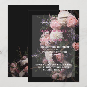 Dark Vintage Floral Wedding Invitation