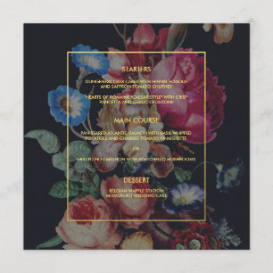 Dark Vintage Floral Wedding Menu Card