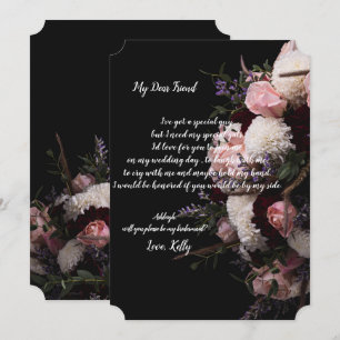 Dark vintage Florawill be my bridesmaid Invitation