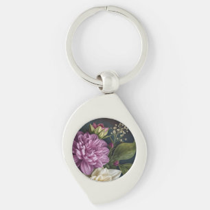 Dark Vintage Flowers Key Ring