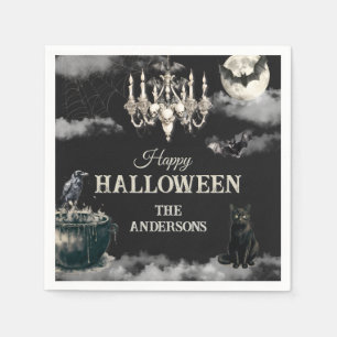 Dark Vintage Gothic Skull Annual Halloween Party Napkin