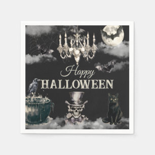 Dark Vintage Gothic Skull Annual Halloween Party Napkin