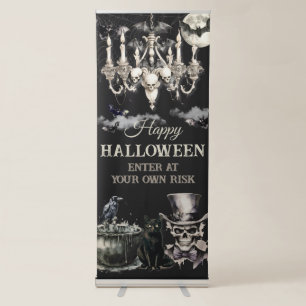 Dark Vintage Gothic Skull Annual Halloween Party Retractable Banner