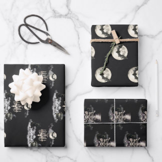 Dark Vintage Gothic Skull Annual Halloween Party Wrapping Paper Sheet
