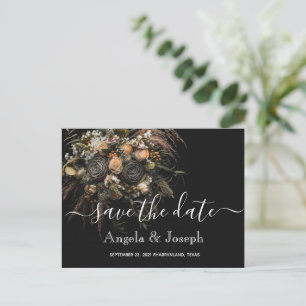Dark vintage orange Floral Save the Date Ann Announcement Postcard