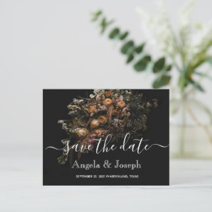 Dark vintage orange Floral Save the Date Ann Announcement Postcard